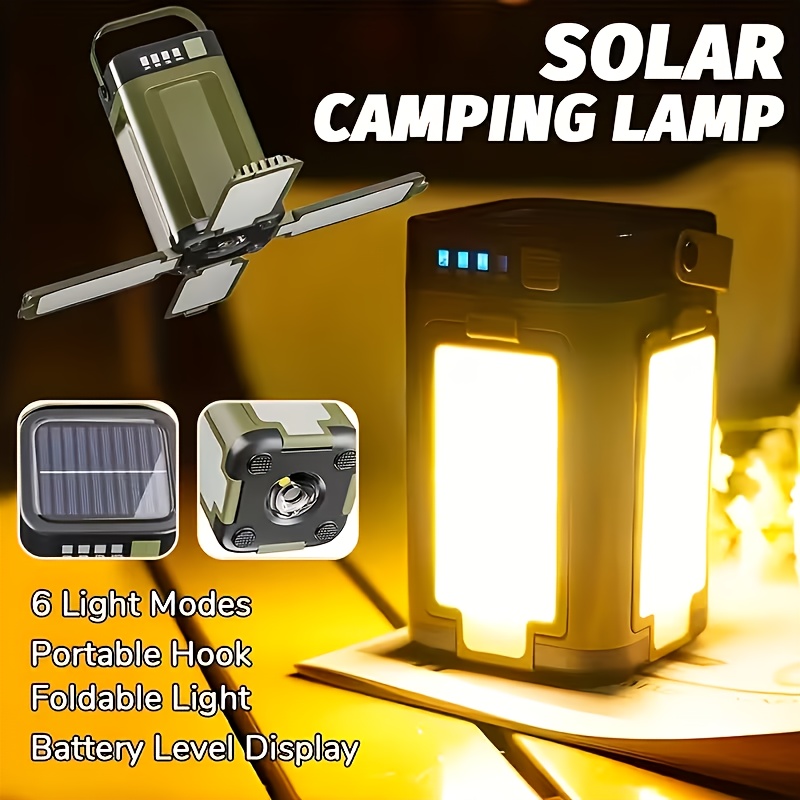 Power Outdoor - Lampada Solare Portatile da Campeggio, Ricarica