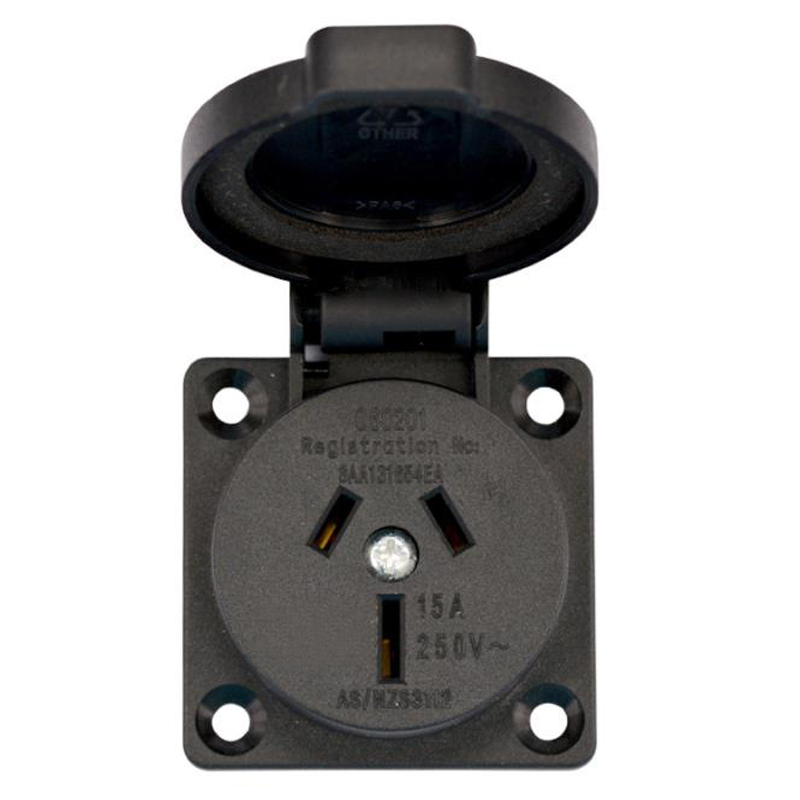 Outdoor Power Receptacle - 2 pz nero 10A 15A Australia