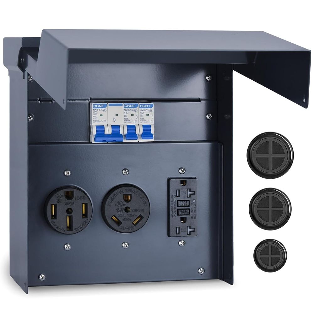 Outdoor Power Receptacle - Pannello Elettrico per Camper con Interruttore,