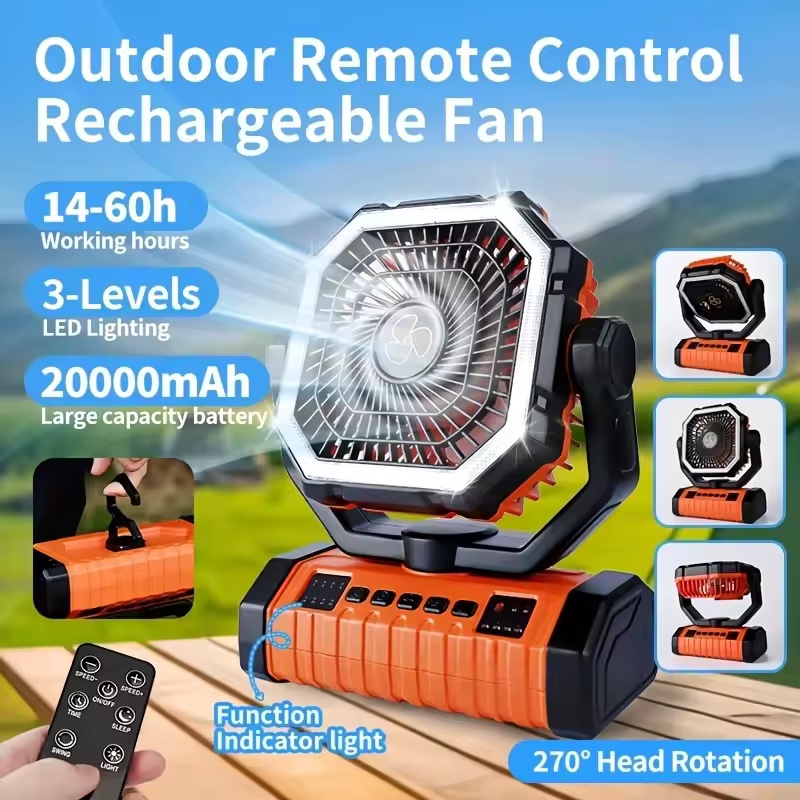 Outdoor Power With Timer - Ventilatore da Campeggio 20000mAh con Luce