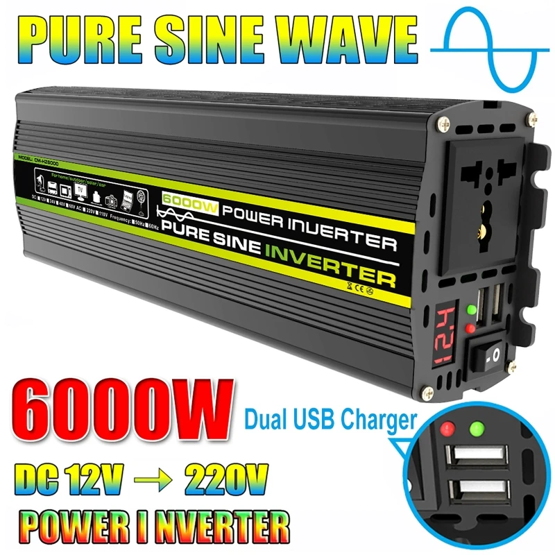 Outdoor Power Inverter - 6000W DC12/24V a AC 220V Onda